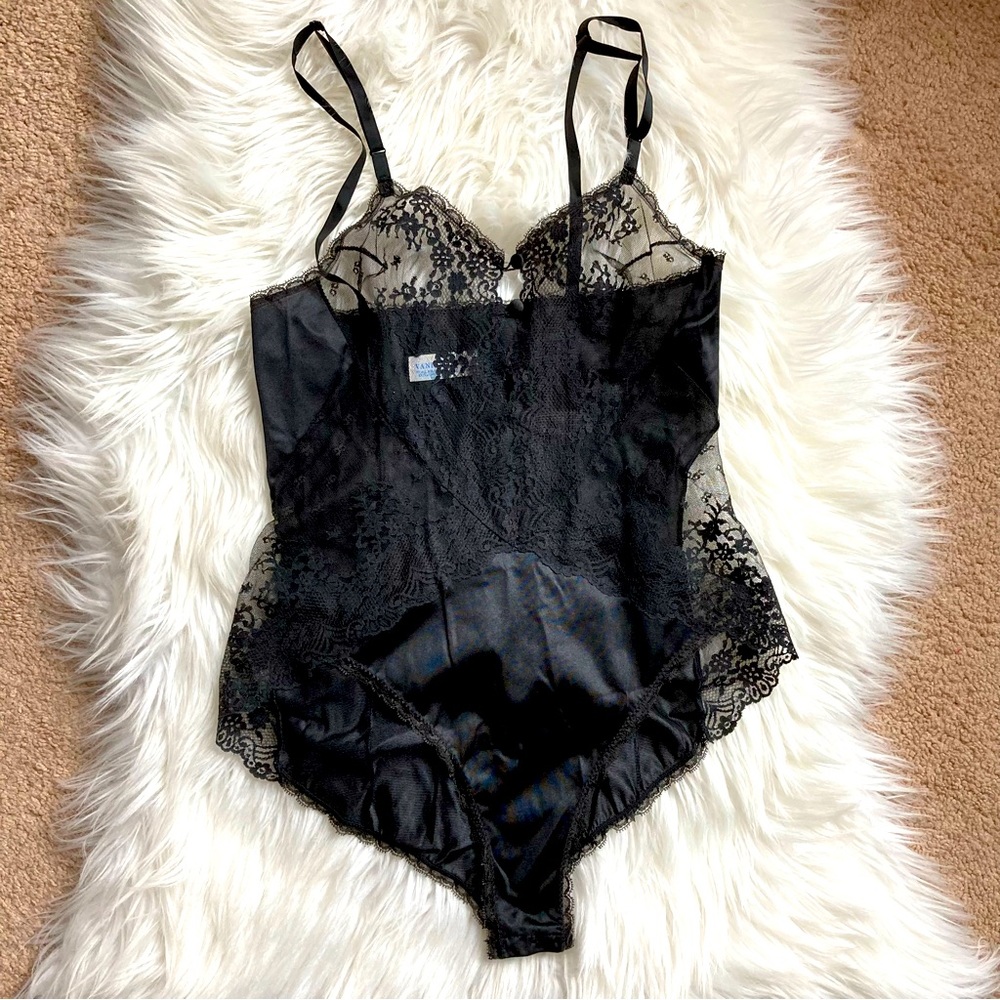 Vintage Women’s Vanity Fair Sheer Black Lace Bodysuit